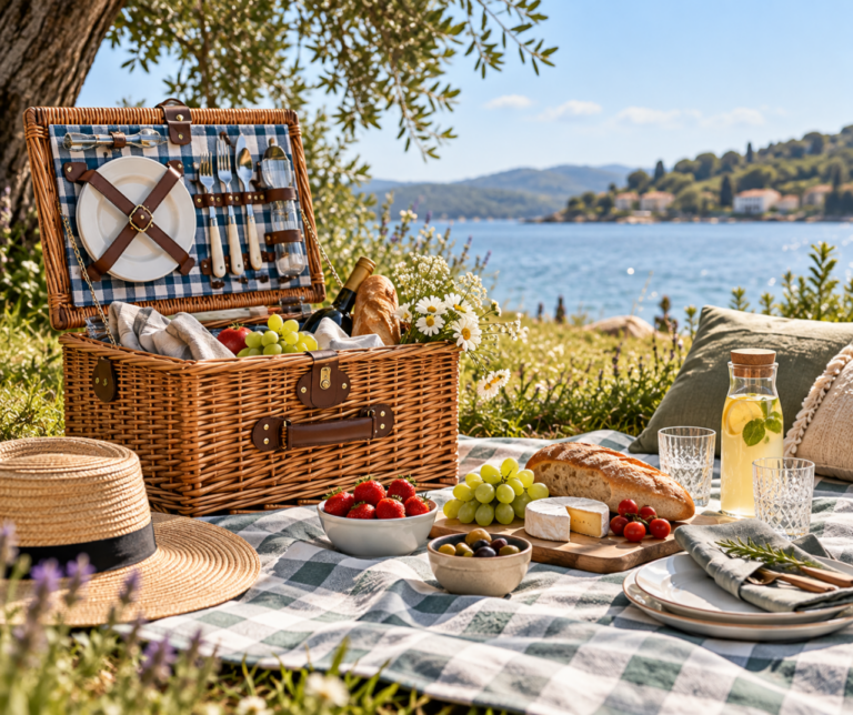 Panier pique-nique et nappe pique-nique : le duo indispensable pour déjeuner en plein air